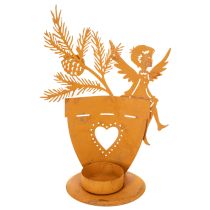 Product Christmas tealight holder, angel decoration, rust decoration, Ø8cm H18cm