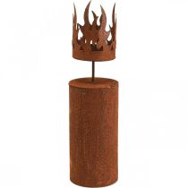 Tea light holder candle shape rust decoration patina metal H36cm