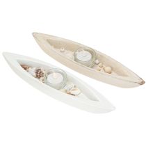 Product Tealight holder maritime tealight boat wood assorted 31×6.5cm 2pcs