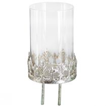 Product Tealight holder with glass for sticking vintage silver Ø5.5cm H8cm 4pcs