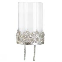 Product Tealight holder with glass for sticking vintage silver Ø5.5cm H8cm 4pcs