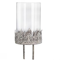 Product Tealight holder for sticking with candle glass grey Ø5.5cm 4pcs