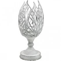 Lantern metal white, tealight holder flower Ø13cm H30cm