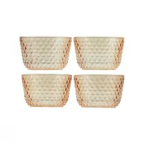 Product Tealight holder glass lantern retro orange Ø8cm H5cm 4pcs