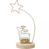 Product Tealight holder reindeer and poinsettia metal Ø10cm H24cm