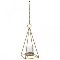 Lantern hanging gold candle holder for hanging 15×15×38cm