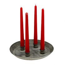 Product Plate with 4 candle holders Ø25cm H3cm Grey