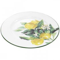 Product Decorative plate, Mediterranean, metal plate with lemon branch Ø34cm