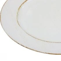 Product Decorative plate round plastic retro white brown gloss Ø30cm