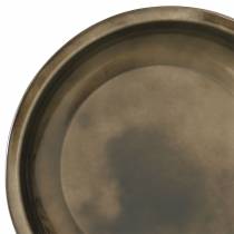 Decorative plate made of metal bronze with glaze effect Ø23.5cm