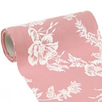 Product Table Ribbon Floral Pattern Table Runner Cotton Pink 15cm 3m