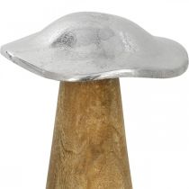 Table decoration deco mushroom metal wood silver wooden mushroom H14cm