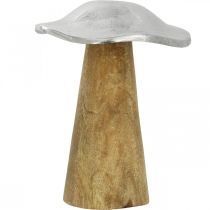 Product Table decoration deco mushroom metal wood silver wooden mushroom H14cm