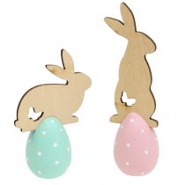 Table decoration Easter egg with bunny 9cm - 12cm 2pcs