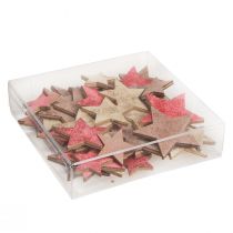 Product Table decoration stars wood Christmas 3 colours Ø3–5cm 48 pcs
