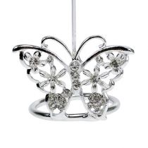 Place card holder butterfly 3.5cm silver 6pcs