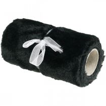Table runner faux fur black, table band decorative fur 15×200cm