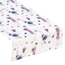 Product Table runner summer table ribbon bumblebees white 40x150cm