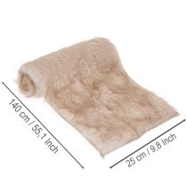 Product Beige table runner with faux fur surface as a fur band, 24x140cm