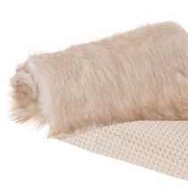 Product Beige table runner with faux fur surface as a fur band, 24x140cm
