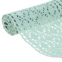 Table runner crochet lace mint green 30cm x 140cm