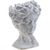 Planter concrete planter woman&#39;s head washed white H34cm