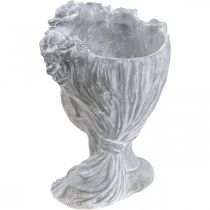 Product Plant head concrete planter woman's head white washed H34cm