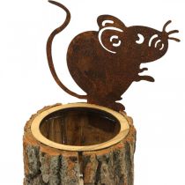 Flower pot wood planter wood look rust mouse H24cm