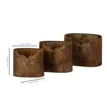 Product Plant pot deer metal oval rustic set of 3 24cm