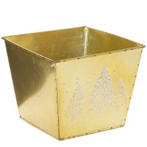 Product Metal planter with glittering fir tree motif, 18cm