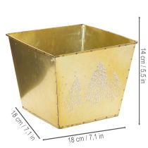 Product Metal planter with glittering fir tree motif, 18cm