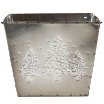 Product Square metal planter with fir tree motif, 18cm