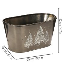 Product Oval planter with embossed fir tree design, 25cm