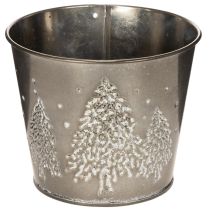 Product Metal planter with glitter fir trees, 13cm