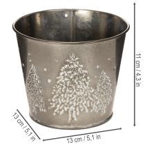 Product Metal planter with glitter fir trees, 13cm