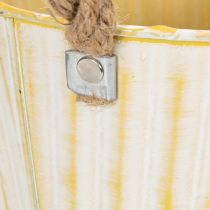Product Metal pot, spring decoration, planter with handles, yellow, shabby chic, Ø18cm, H17.5cm