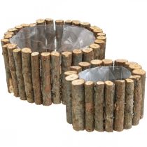 Plant bowl round natural birch branches Ø14/20cm set of 2
