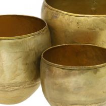 Decorative vases brass look metal vases Ø17.5/15/13cm set of 3