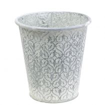 Product Zinc pot with decor cream washed Ø19cm H20cm