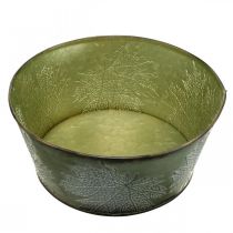 Product Planter bowl with maple leaves, autumn decoration, metal container green Ø25cm H11cm