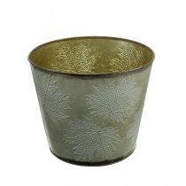 Product Plant pot, autumn decoration, metal vessel with leaves Golden Ø25.5cm H22cm