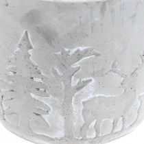 Planter with forest motif, winter decoration, planter made of concrete, Advent Ø12.5cm H11cm
