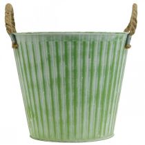 Product Decorative pot, metal bucket for planting, planter with handles, pink/green/yellow shabby chic Ø14.5cm H13cm set of 3