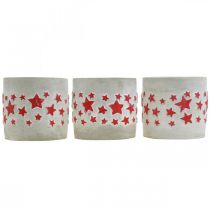 Product Ceramic decoration star pattern, planter, concrete look, Advent decoration Ø10.5cm H9.5cm 3pcs