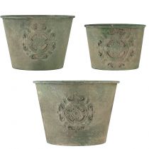 Product Flowerpot metal green vintage Ø22cm–13.5cm set of 3