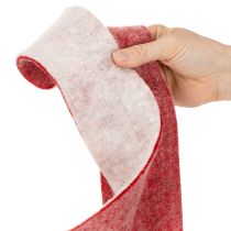 Product Two-tone pot hinge made of 100% wool as a decorative felt ribbon, white/red, 7.5cm wide, 5m long