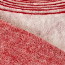 Product Two-tone pot hinge made of 100% wool as a decorative felt ribbon, white/red, 7.5cm wide, 5m long