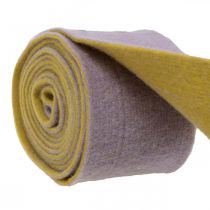 Felt ribbon, pot ribbon, wool ribbon two-tone mustard yellow, violet 15cm 5m