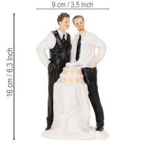 Product Cake topper of a male couple with cake, 16.5cm