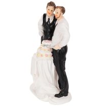 Product Cake topper of a male couple with cake, 16.5cm